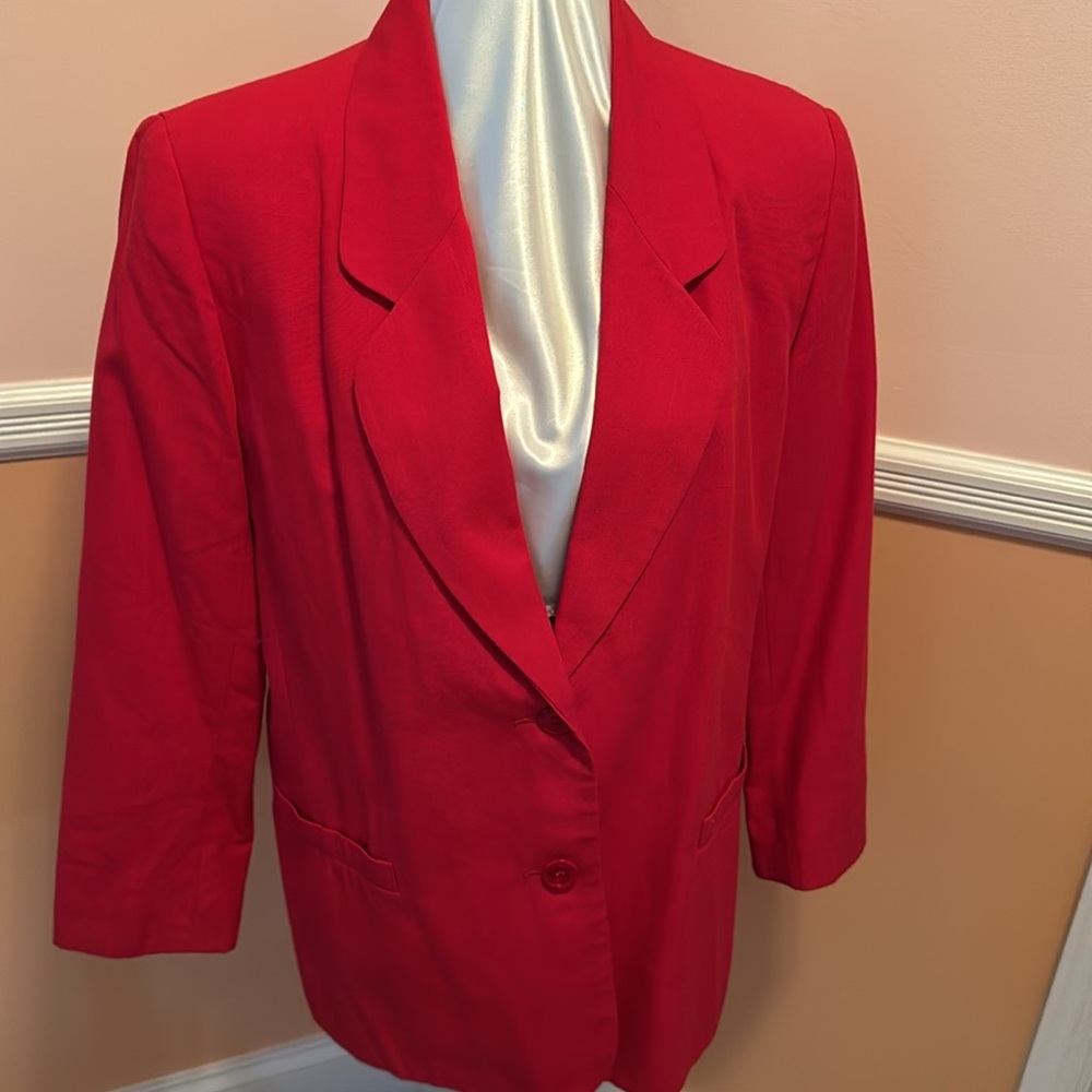 Red linen look jacket
